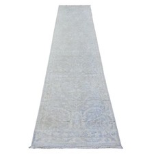 2'6" x 11'7" Gray White Wash Peshawar Hand Knotted 100% Wool Runner Rug R88547