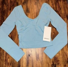 Lululemon Align Long Sleeve Cropped  TDLT Tidal Teal Blue Size 8