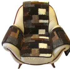 Sesselschoner aus 100% Schurwolle Patchwork 160 x 186 cm mit Armlehne