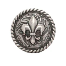 Fleur de Lis Rope Edge Antique Nickel Concho Screw Back 1-1/4" 7754-21
