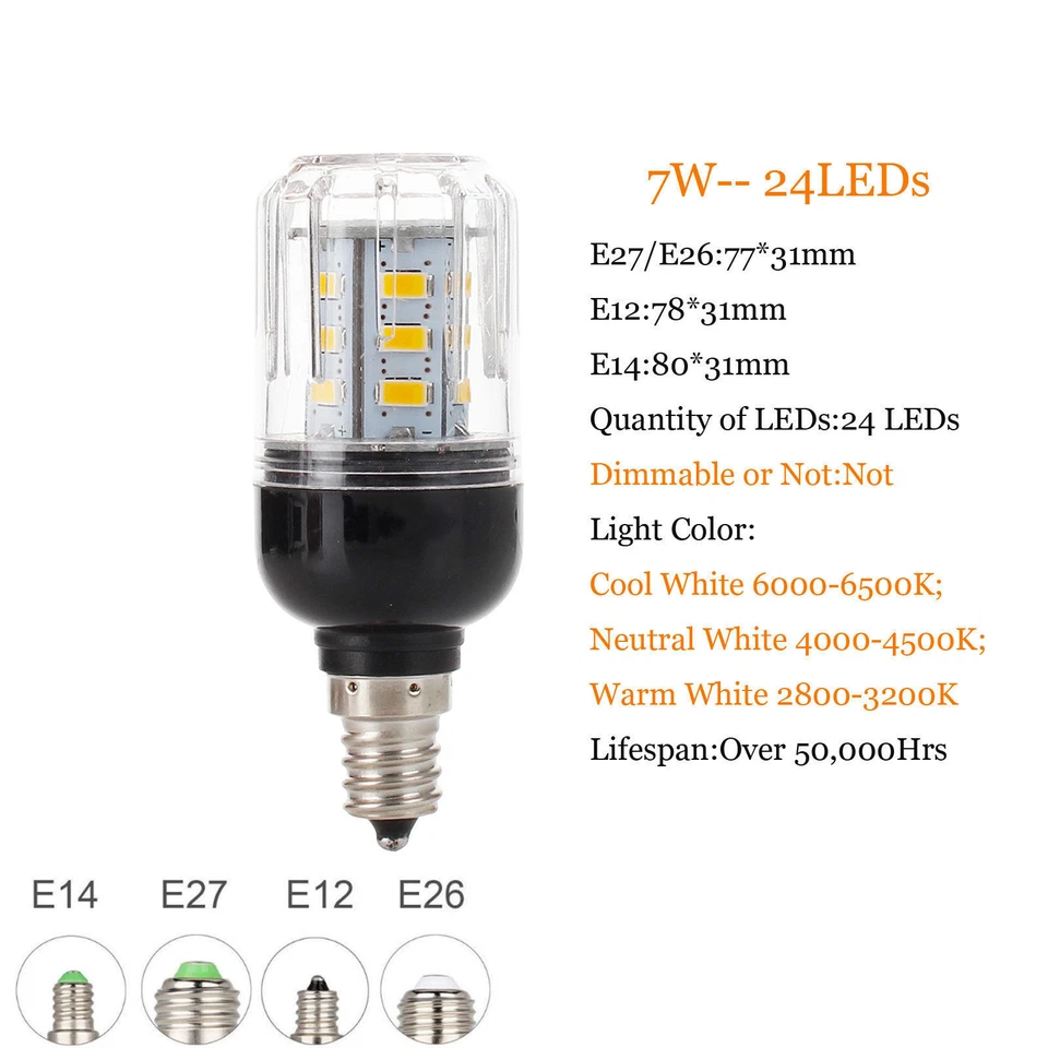 E27 E14 B22 5730 SMD LED Corn Bulb Light  9W 12W 15W 20W 25W 30W 35W Bright Lamp - Image 2 of 4