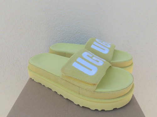 yellow suede slides