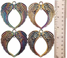 XL Iridescent Angel Wing Findings Jewelry Making