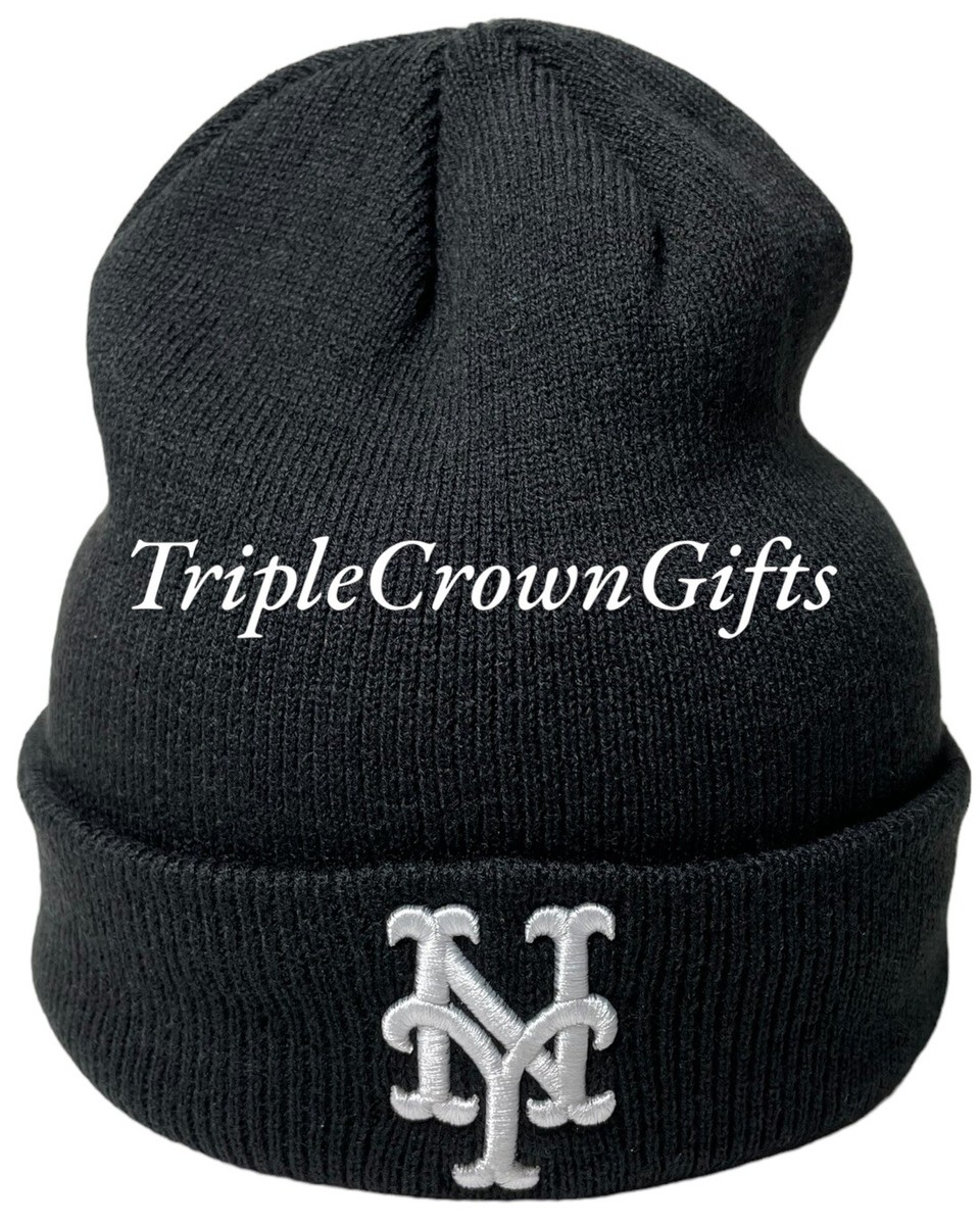 MLB New York Mets ('47 Brand) Beanie Raised Cuff Knit Hat Black | eBay
