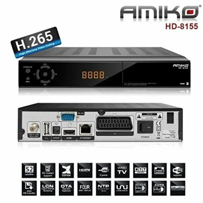 AMIKO Receptor de satélite HD con Austria lista de emisoras con función PVR USB preprogramado