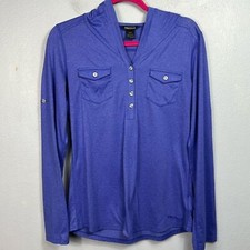 Marmot Hooded Long Sleeve Popover Heather Blue Top Medium
