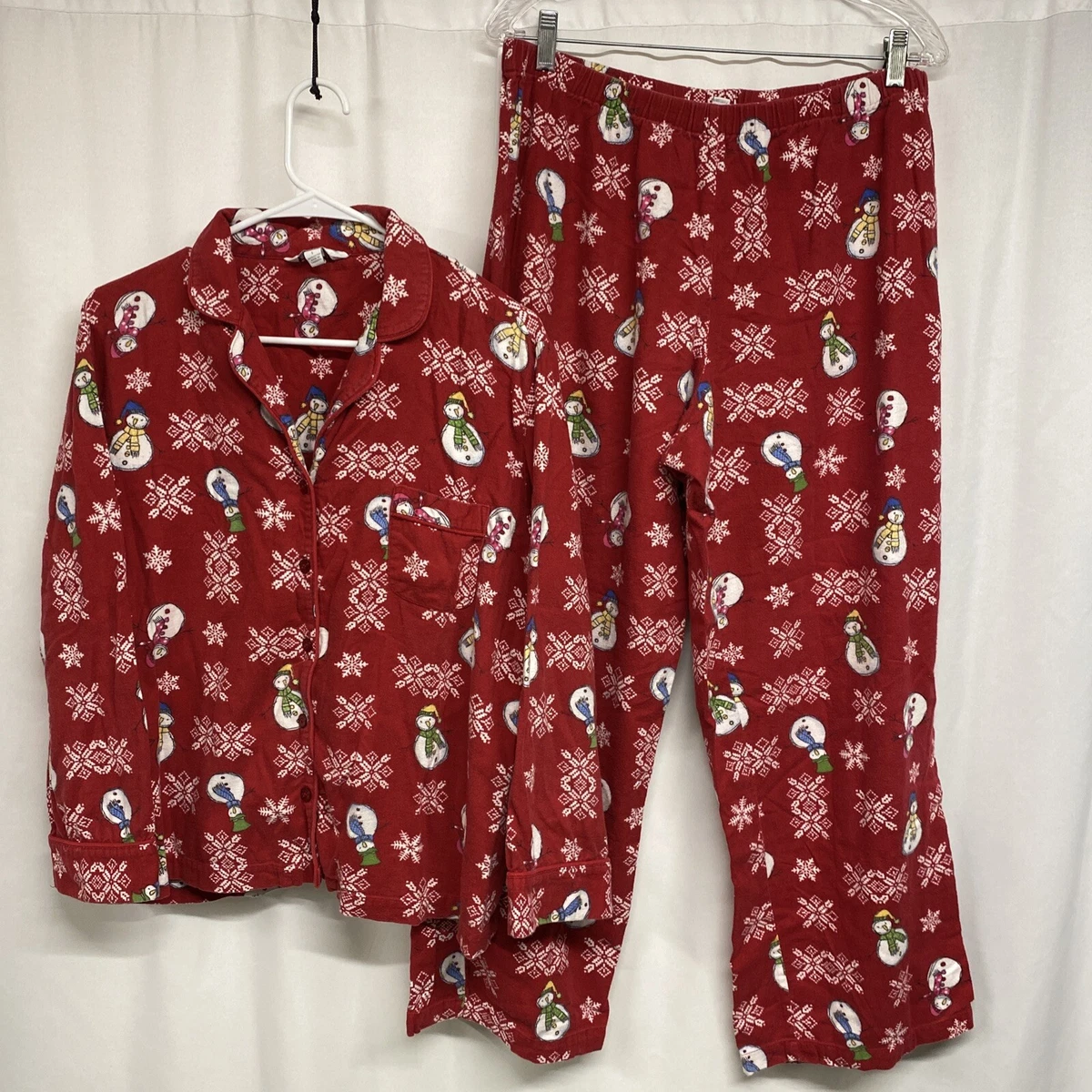 CHARTER CLUB INTIMATES Flannel Cotton White Red Winter Set Large
