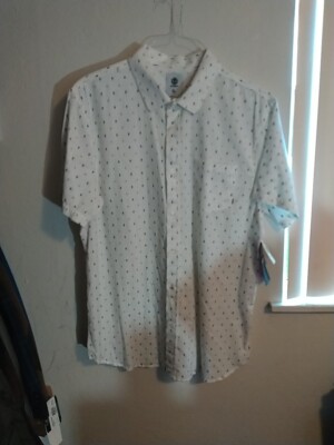 Element S/S Pocket Dot Print Shirt White/Blue Print Sz XL