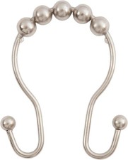 KN67120 Rust-Resistant Gliding Metal Beaded Shower Curtain Rings W/ Double