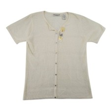 Stephanie Rogers Beige Button-Up Knit Women's Cardigan Size Medium