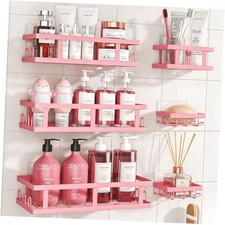 6 Pack Shower Caddy, Adhesive Shower Shelves with Soap Holder, No Pink-6pc