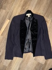 Vintage Christian Dior Wool Velvet Trim Cropped Jacket Blazer USA Size 2 80s