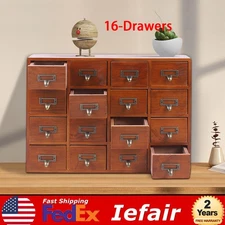 Desk Drawer Organizer Wooden Storage Box Rustic Small Parts Tool Box Cabinet NEW