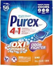 Purex 4-in-1 Laundry Detergent Pacs Oxi Power Odor Fighting 82.5oz 0.18 per gallon
