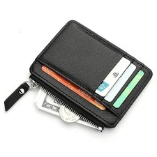 Mini Credit Card Wallet ID Holder Men Slim Thin Zipper Coin Wallet