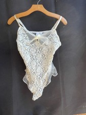 NWT Frederick s Of Hollywood Ivory Teddy Lace Large Lingerie Boudoir Q20