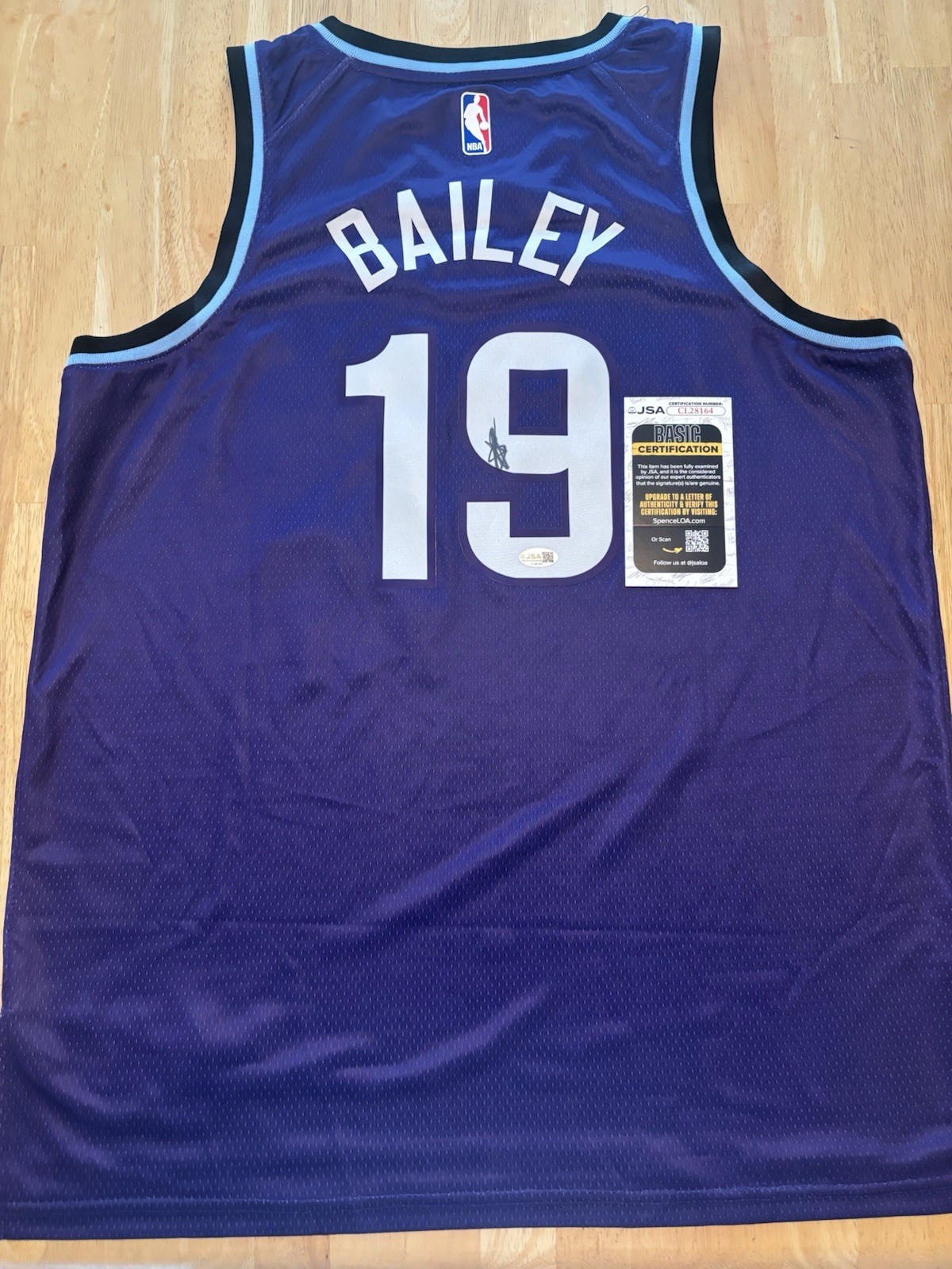 ace bailey Autographed Signed Utah Jazz Jersey. JSA Coa 