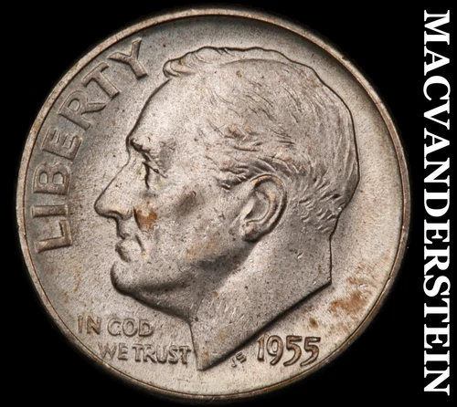 1955-D Roosevelt Dime- Silver Choice Gem Brilliant Uncirculated Luster #i7836