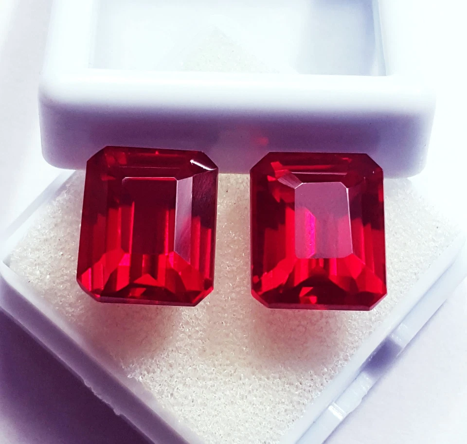 8 to 10 Ct Natural Ruby Pair Emerald Shape Loose Gemstone Certified RL02 - Image 3 of 4
