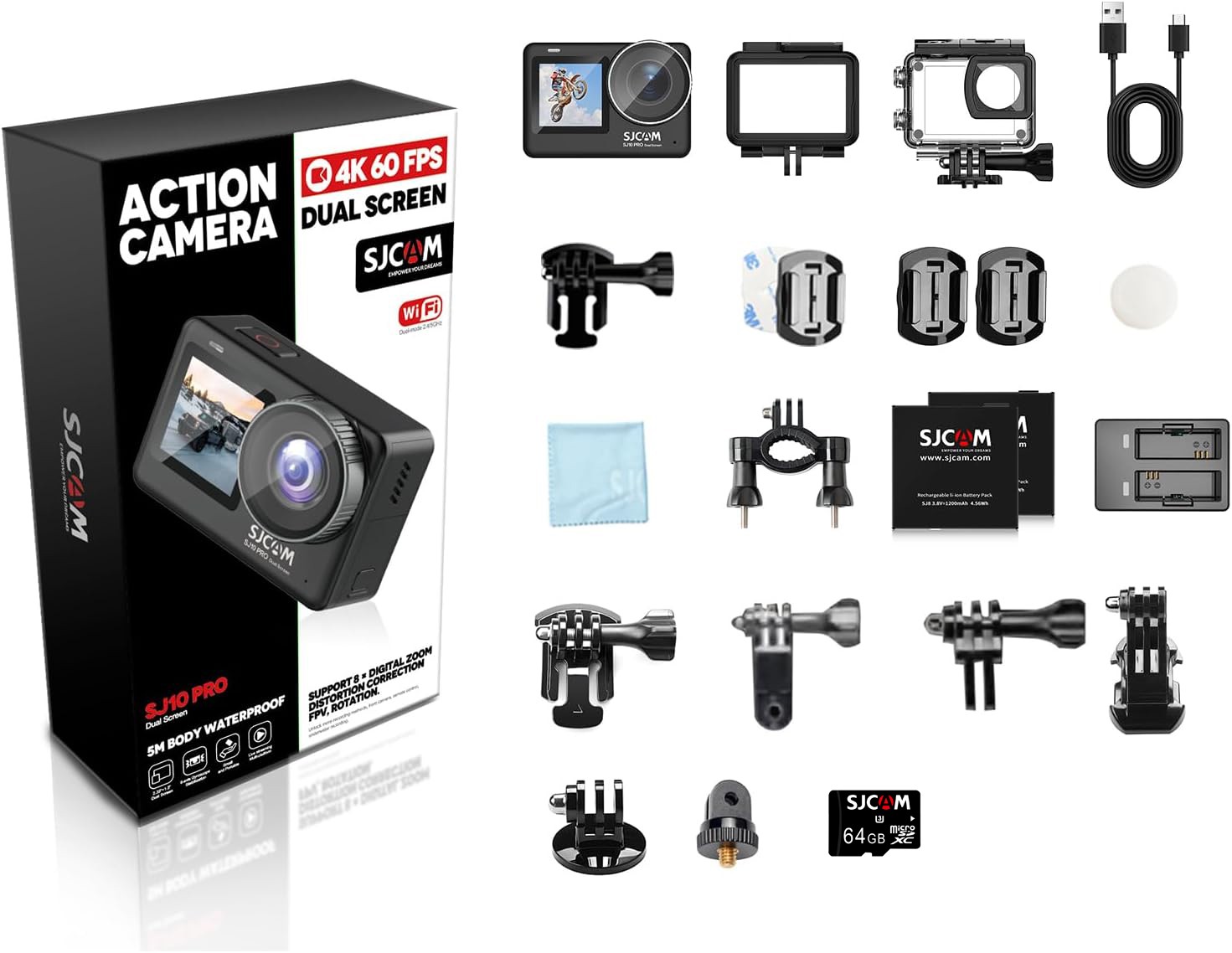 SJCAM SJ10 Pro Action Video Camera 4K Extreme Sport Camera Dualscreen Waterproof