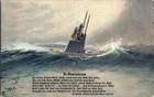 WW1 WWI Imperial German Germany Army Military Postcard Uboat in Action IN COLOR
