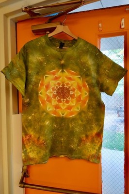 Sunflower mandala tie dyed t-shirt large - Ready to ship - one of a kind