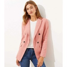 Ann Taylor LOFT Dusty Rose Double Breasted Blazer Wool Blend Size 4 NWT