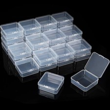 48-Piece Clear Small Plastic Storage Boxes with Hinged Lids 2.9 x 2.9 x 1 inch 