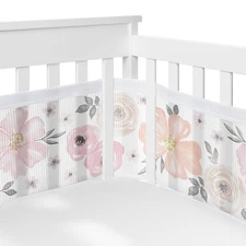 Sweet Jojo Designs BreathableBaby 2-Piece Crib Liner Set Pink Grey Boho