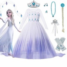 2025 Karneval Mädchen Eiskönigin 2 Elsa Kleid Frozen Prinzessin Cosplay Kostüm
