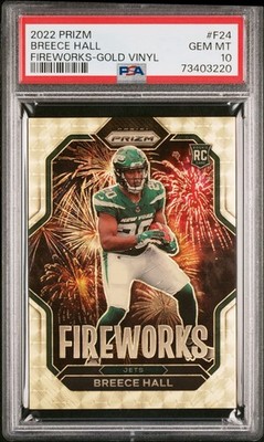 2022 Panini Prizm - Fireworks Breece Hall #F-24 Gold Vinyl Prizm /5 (RC) PSA 10
