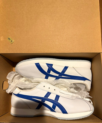 ASICS Men's Lace-Up Low Top Athletic Sneakers White/Blue Style Code QL783