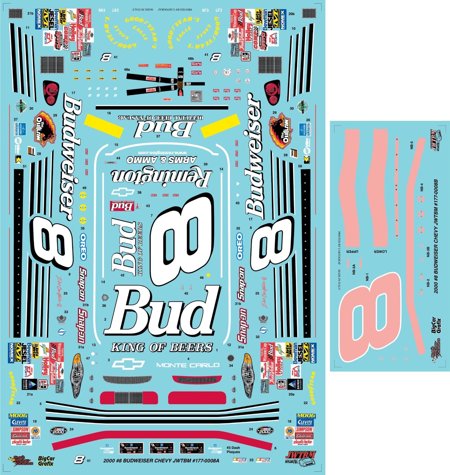 2000 Dale Earnhardt Jr Budweiser 1/24 Decals JWTBM Revell Monogram NASCAR