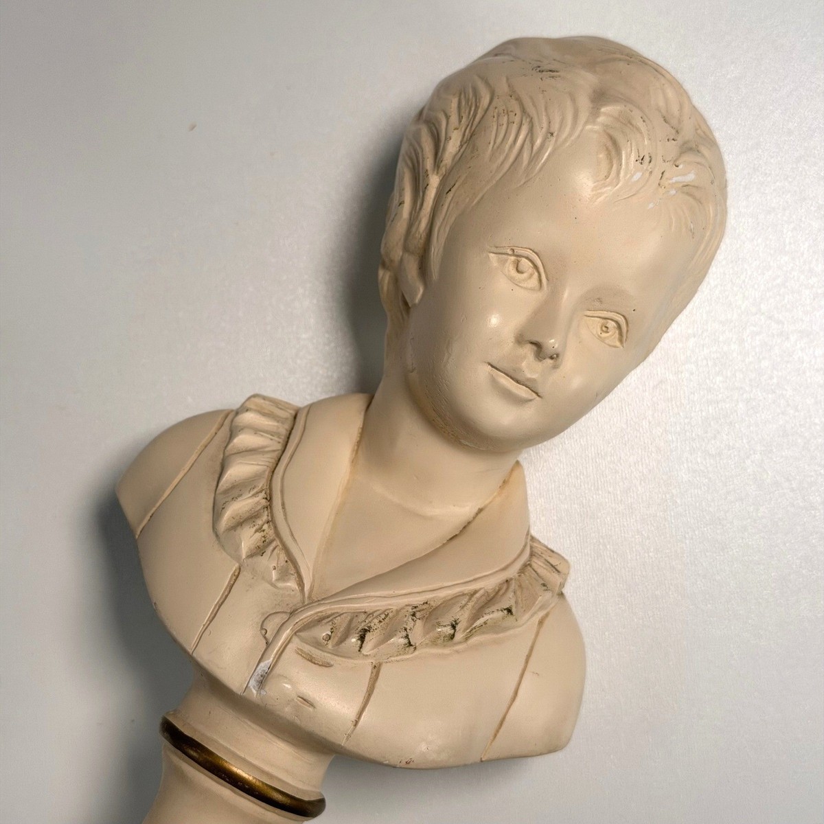 Vintage Chalkware Bust Alexander Backer Young Girl Statue 9