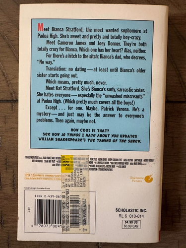 10 THINGS I HATE ABOUT YOU pb Book Like New Unread Levithan 1999 Heath Ledger - Picture 2 of 3