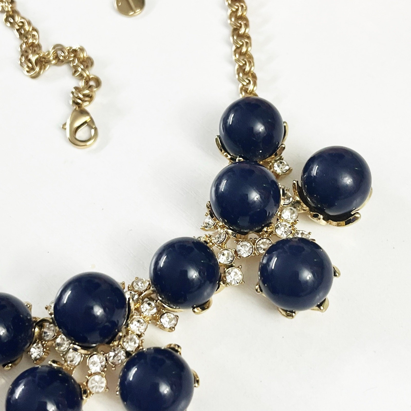 Talbots Navy & Rhinestone Statement Necklace - image 4