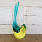 RARE Vintage Murano Cenedese Sommerso Uranium Glass Bird Vase Signed 12.5" MCM