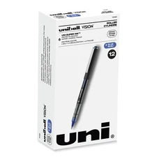 uni-ball UBC70129 Bold 1 mm Stick VISION Roller Ball Pen - Blue (1 Dozen) New