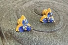 Sapphire Screw Back Stud Post Earrings Tested 18k & 22k 6 stones 3.6 Grams