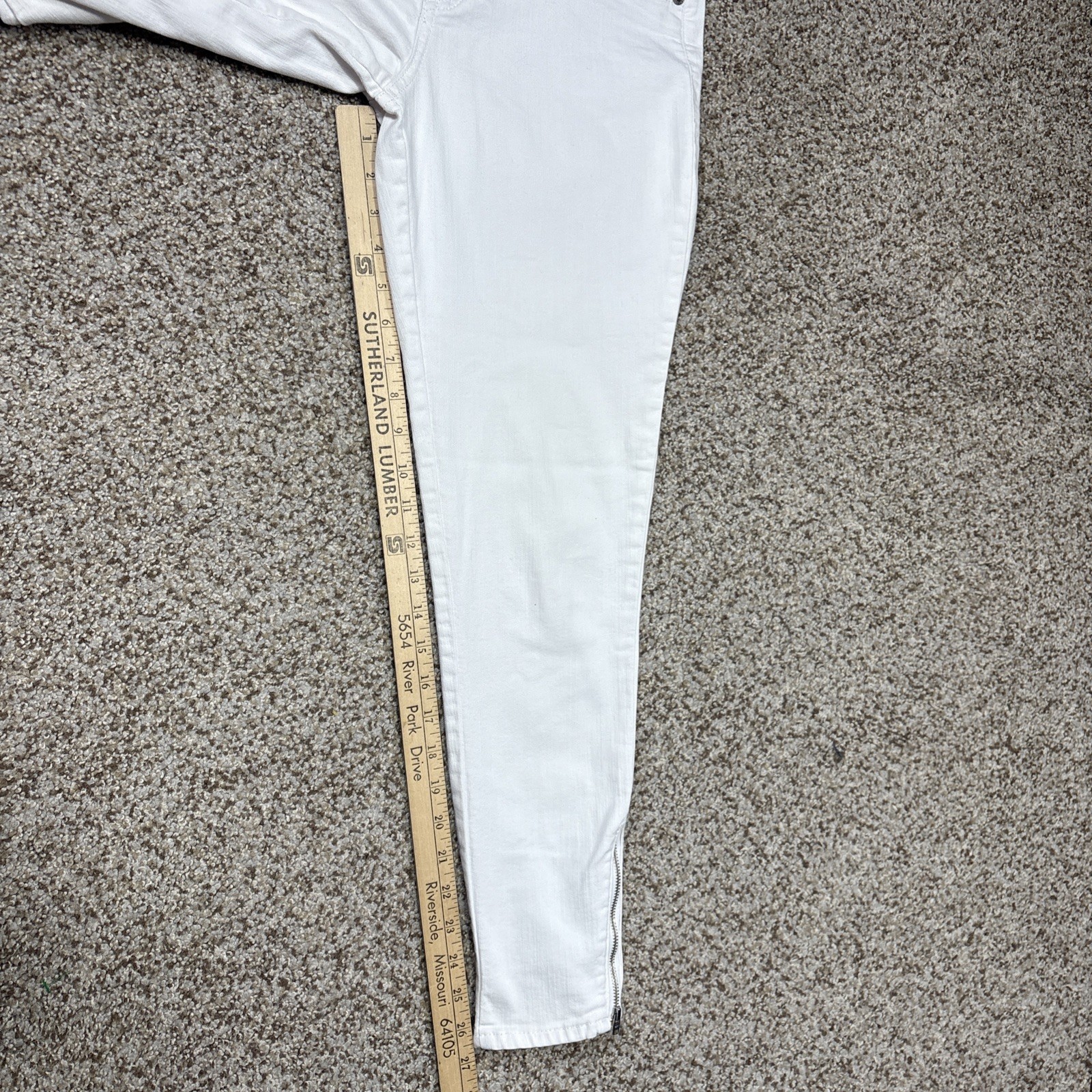 Second Yoga Jeans Womens Jeans 26 White Stretch Zip Hem Jeans 28 X 26.5 - View 11