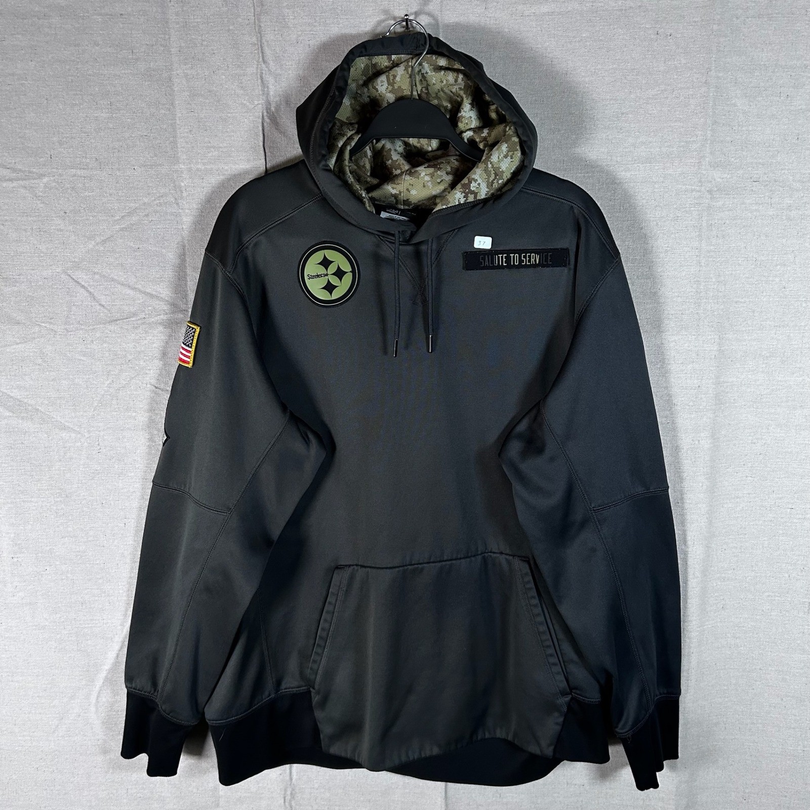 Nike Pittsburgh Steelers Salute to Service Hoodie Sweater Therma-FIT Gray Men XL