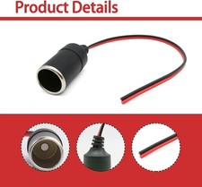 Car Cigarette Lighter Charger Cable 12V/24V Female Socket Plug Connector Adapter