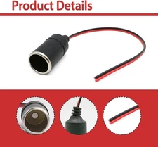 Car Cigarette Lighter Charger Cable 12V/24V Female Socket Plug Connector Adapter