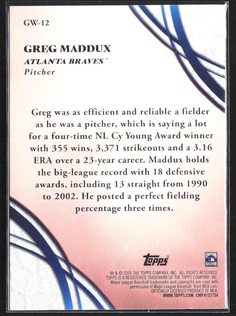 2026 Topps #GW-12 Greg Maddux Glove Work | eBay