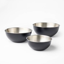 3pc Stainless Steel Mixing Bowl Set Black
