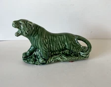 McCoy? Haeger? Ceramic Pottery Planter Roaring Tiger Green Wild Cat 9" MCM 50's
