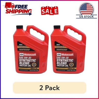 (2 pack) Motorcraft Synthetic Blend Motor Oil, 5W-30 A premium-quality motor oil