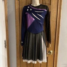 The Line Up Galaxy Purple Navy Ice Dancing Figure Skating Dance Costume Adult M