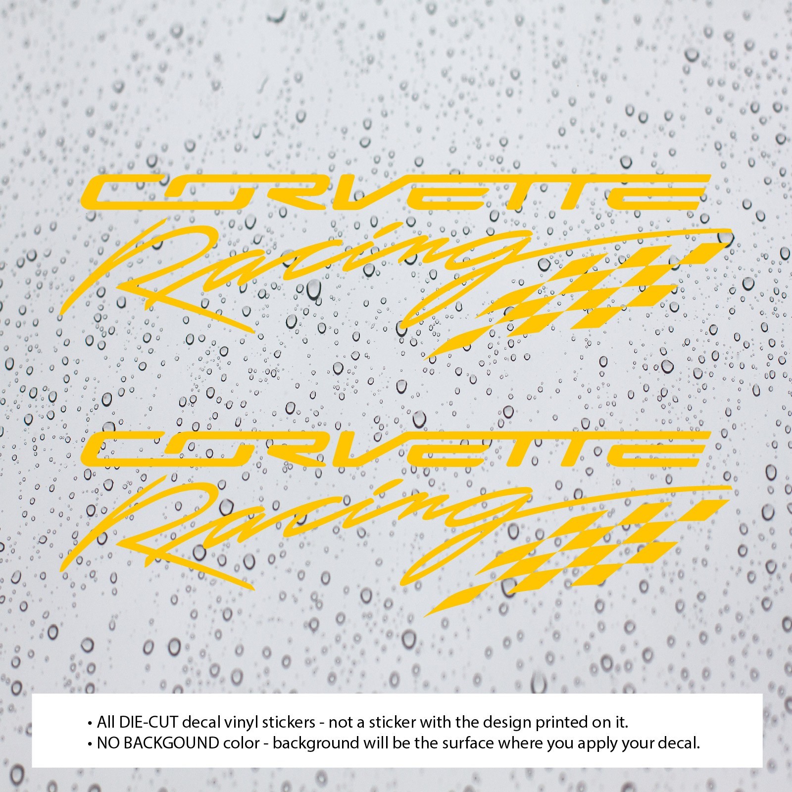 2pcs Corvette Racing Script & Flag (10" x 2.75") Decal Automotive Vinyl ...