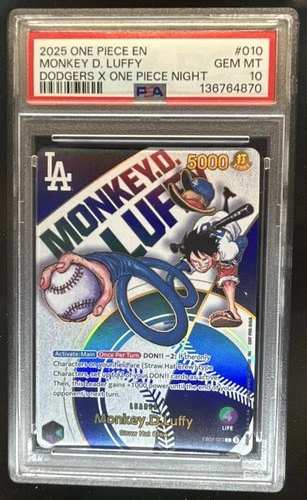 2025 One Piece Monkey D. Luffy Dodgers X One Piece Night #EB02-010 PSA 10